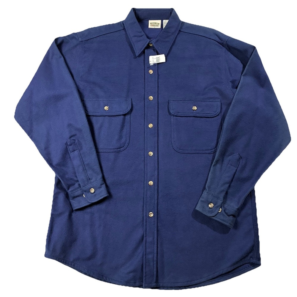 VTG 90s NWT Five Brothers Cotton Chamois Flannel Shirt Blue Men's L Heritage